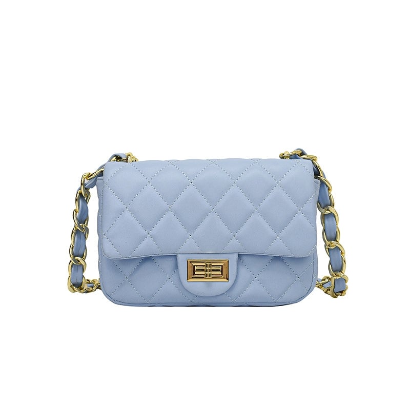 Women's Pu Leather Lingge Elegant Sewing Thread Square Flip Cover Shoulder Bag Crossbody Bag