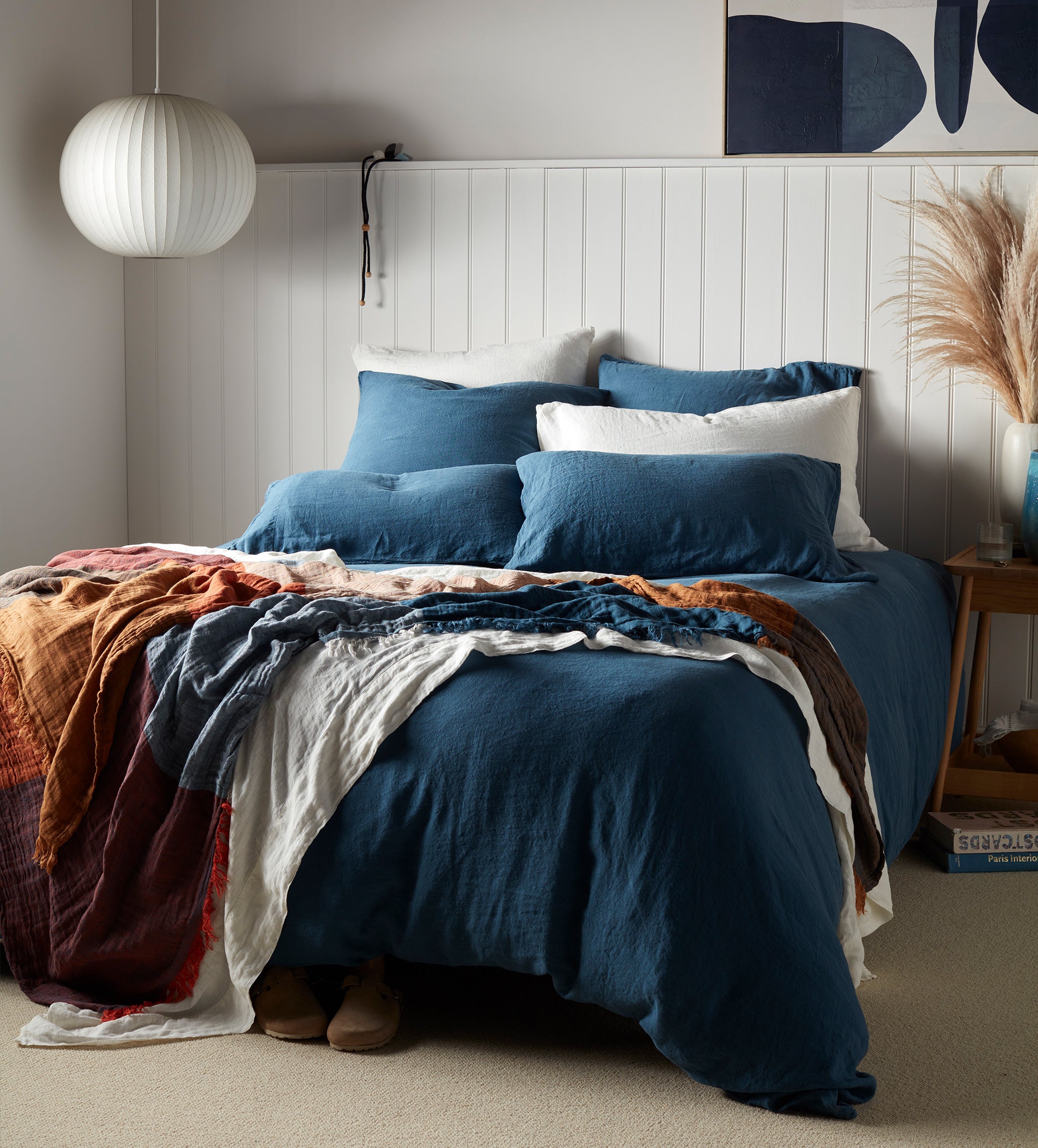 Peacock 100% Linen Duvet Cover