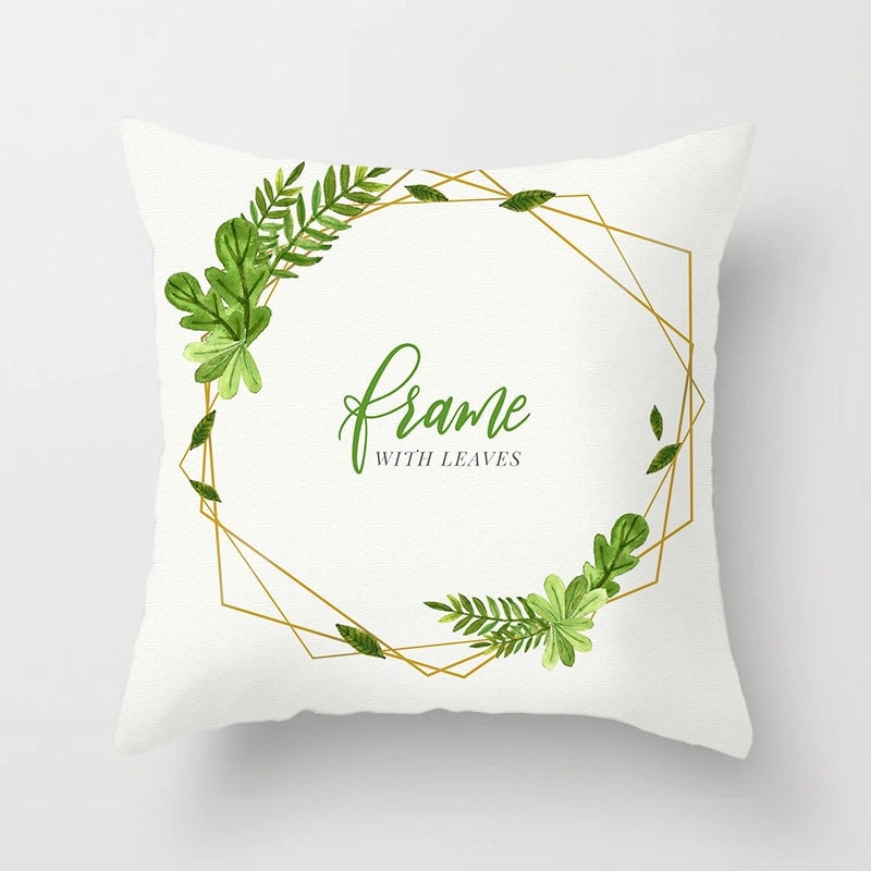 Modern Style Pastoral Letter Plant Linen Pillow Cases Couch & Sofa Decor