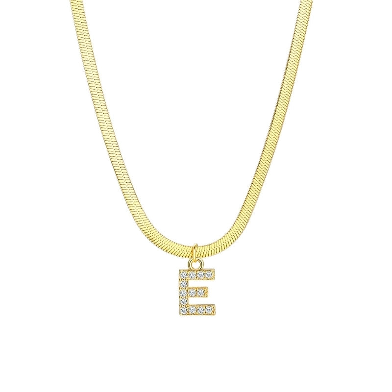 Minimalist Classic Style Letter Copper Inlay Zircon Pendant Necklace
