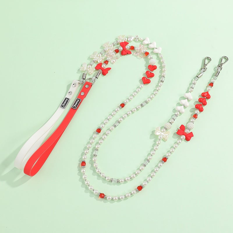 Multi-color Rhinestone Pearl Dog Cat Collar