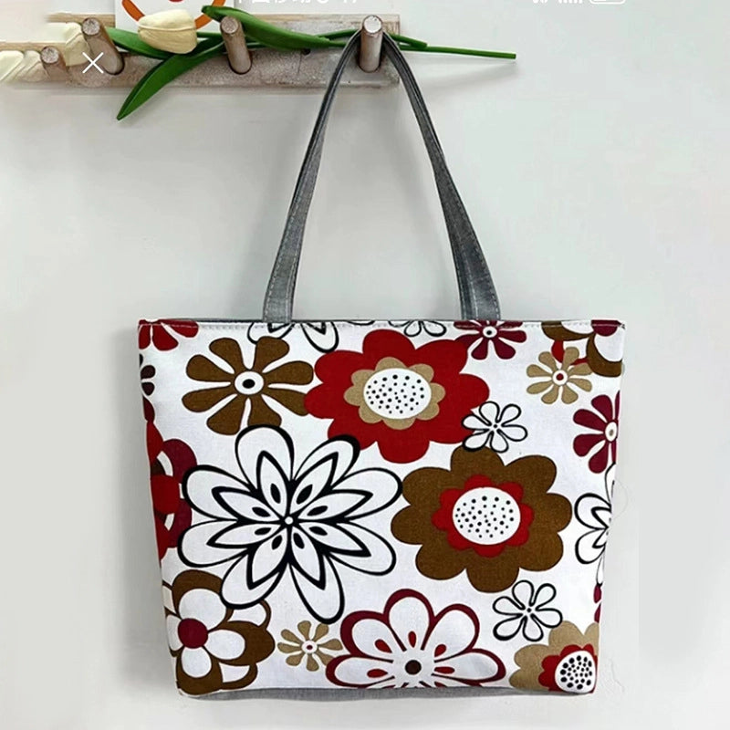 Women's Large Canvas Letter Classic Style Square Zipper Shoulder Bag