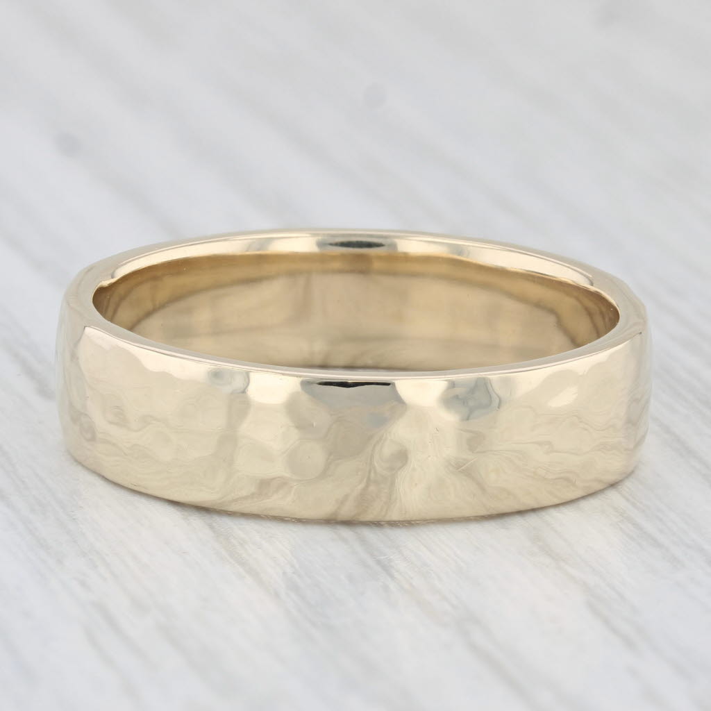 Men's Hammered Wedding Band 10k Yellow Gold Size 12.5 Ring