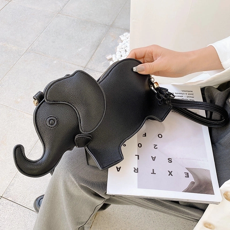 Women's Small Pu Leather Elephant Streetwear Elephant-shaped Zipper Crossbody Bag