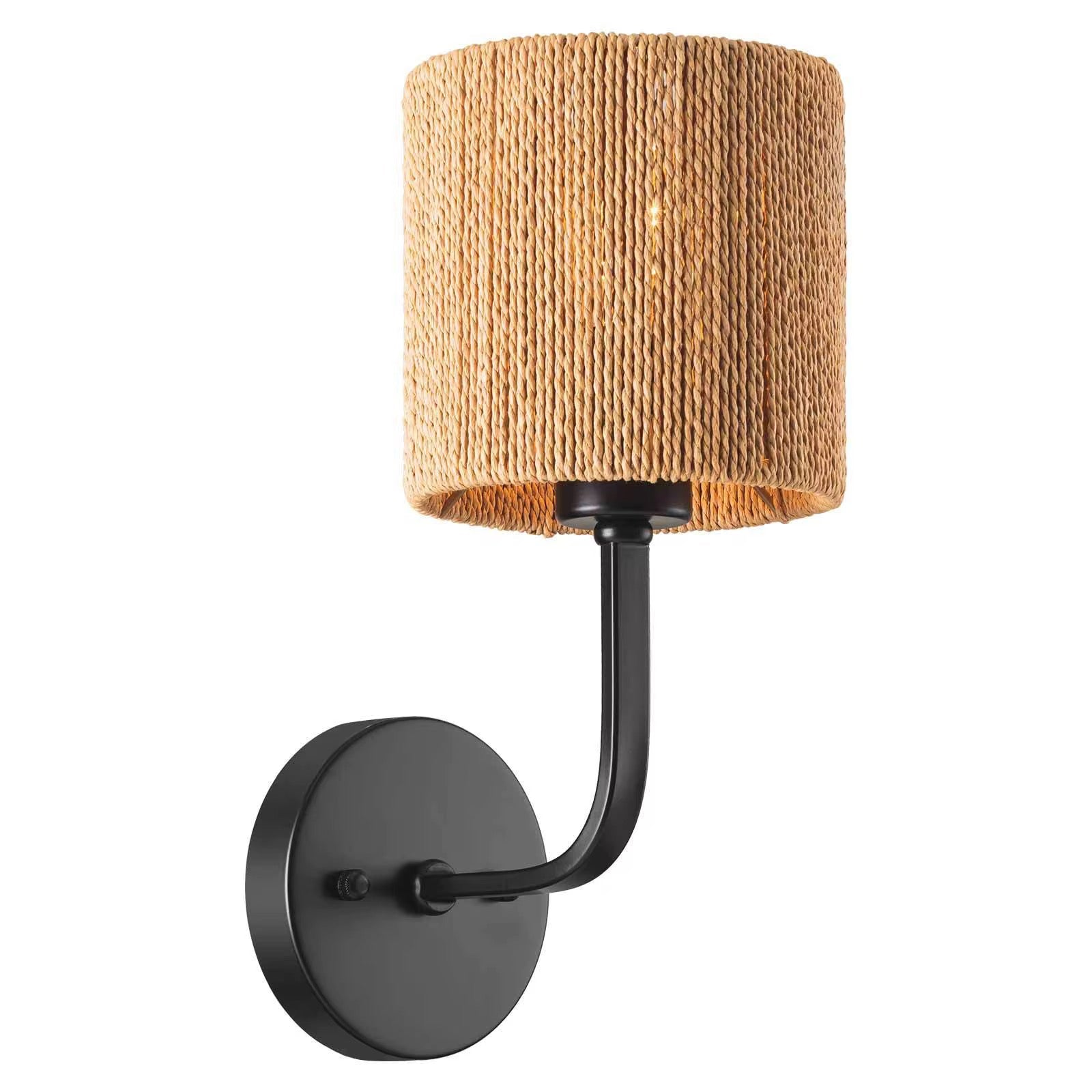 Rustic Wall Light with Woven Shade