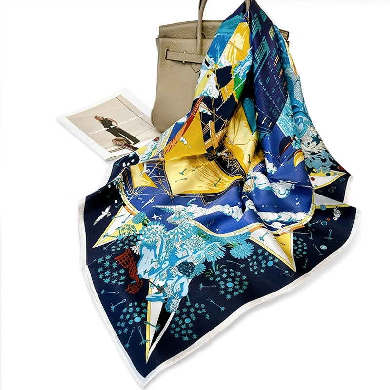 Women's Elegant Minimalist Printing Silk Printing Silk Scarf