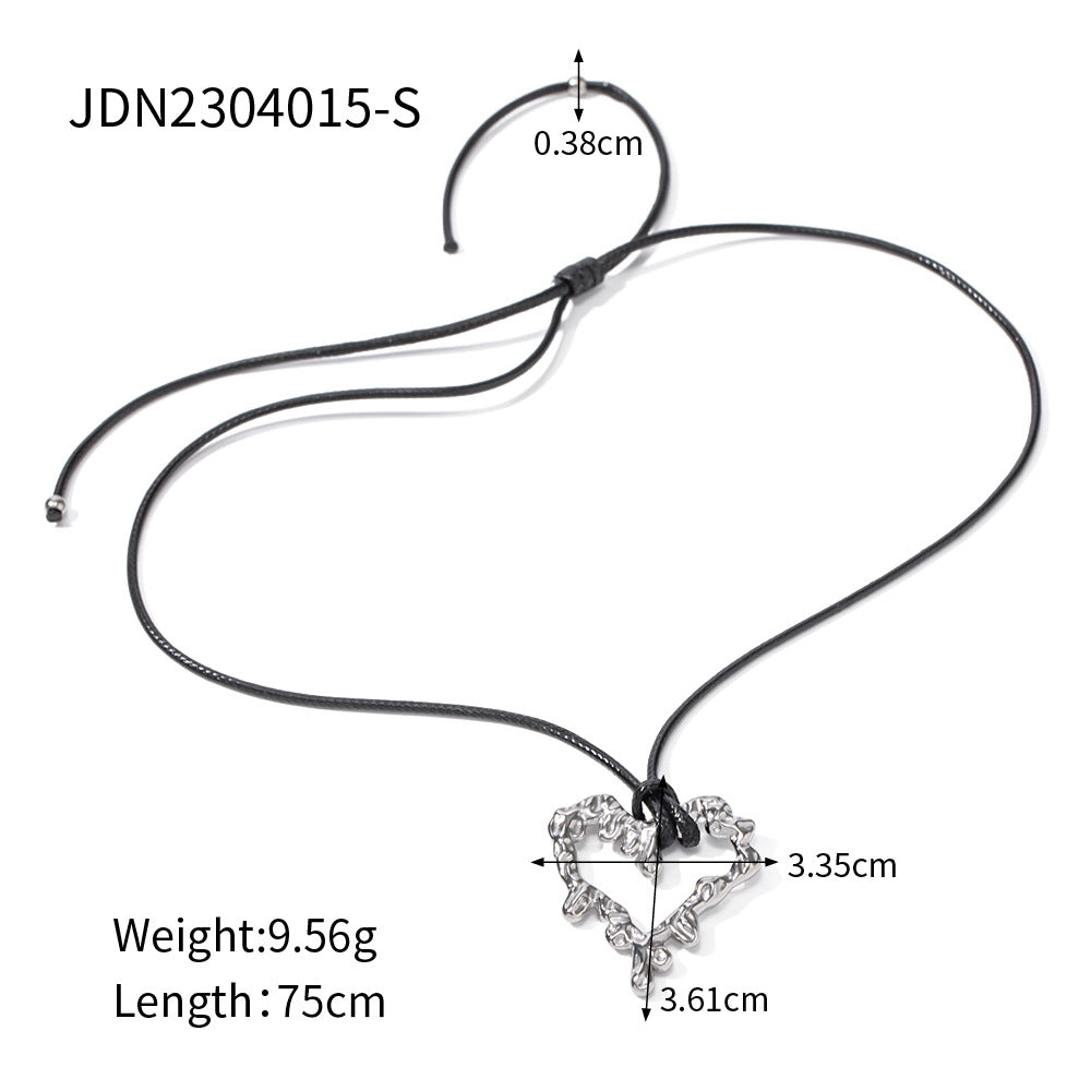 Jie Ding Black Rope Titanium Steel Necklace Niche Design Clavicle Chain Hot Style Stainless Steel