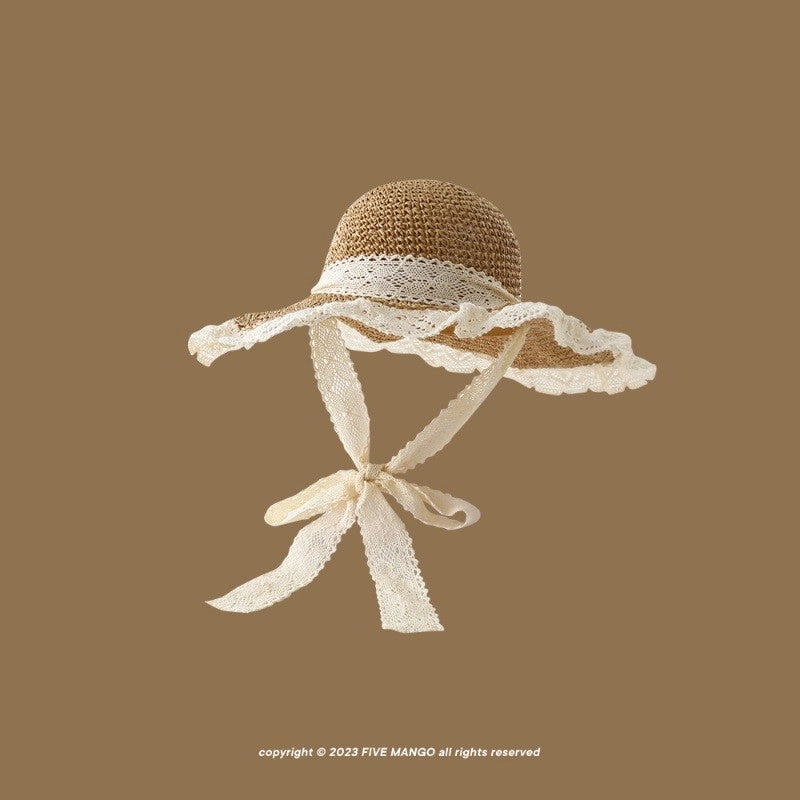 Women's Vacation Minimalist Letter Solid Color Big Eaves Straw Hat