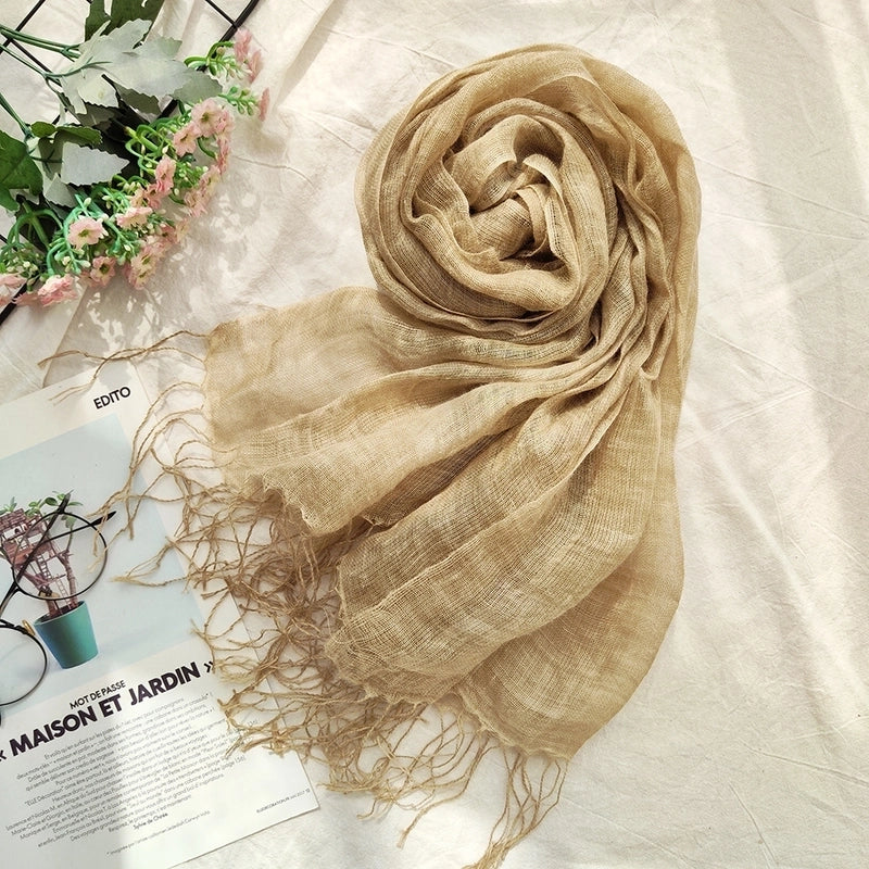 Women's Ethnic Style Solid Color Linen Silk Scarf