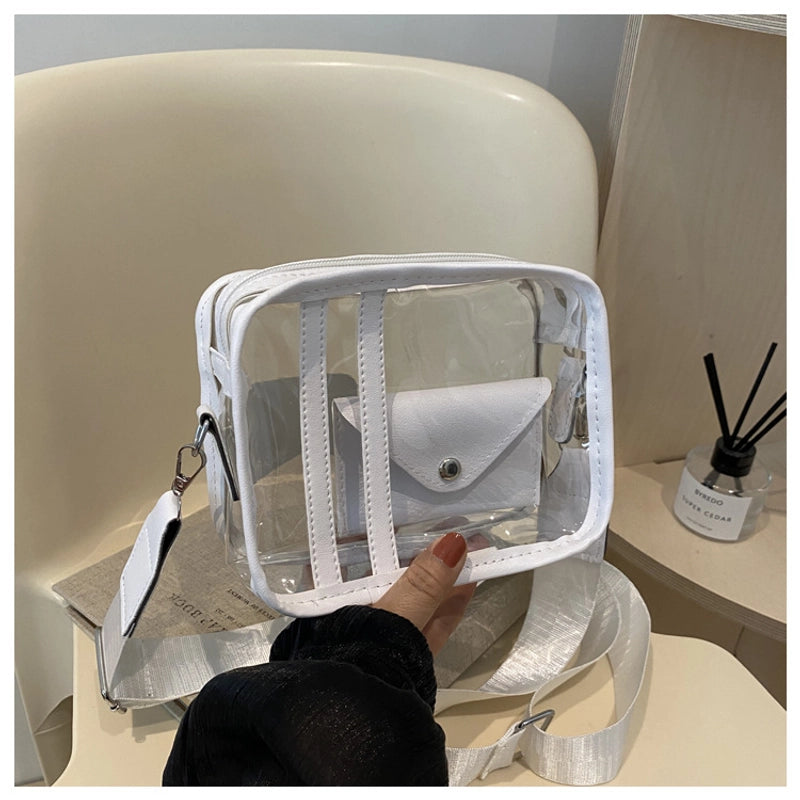 Women's Small Pvc Solid Color Streetwear Square Zipper Crossbody Bag