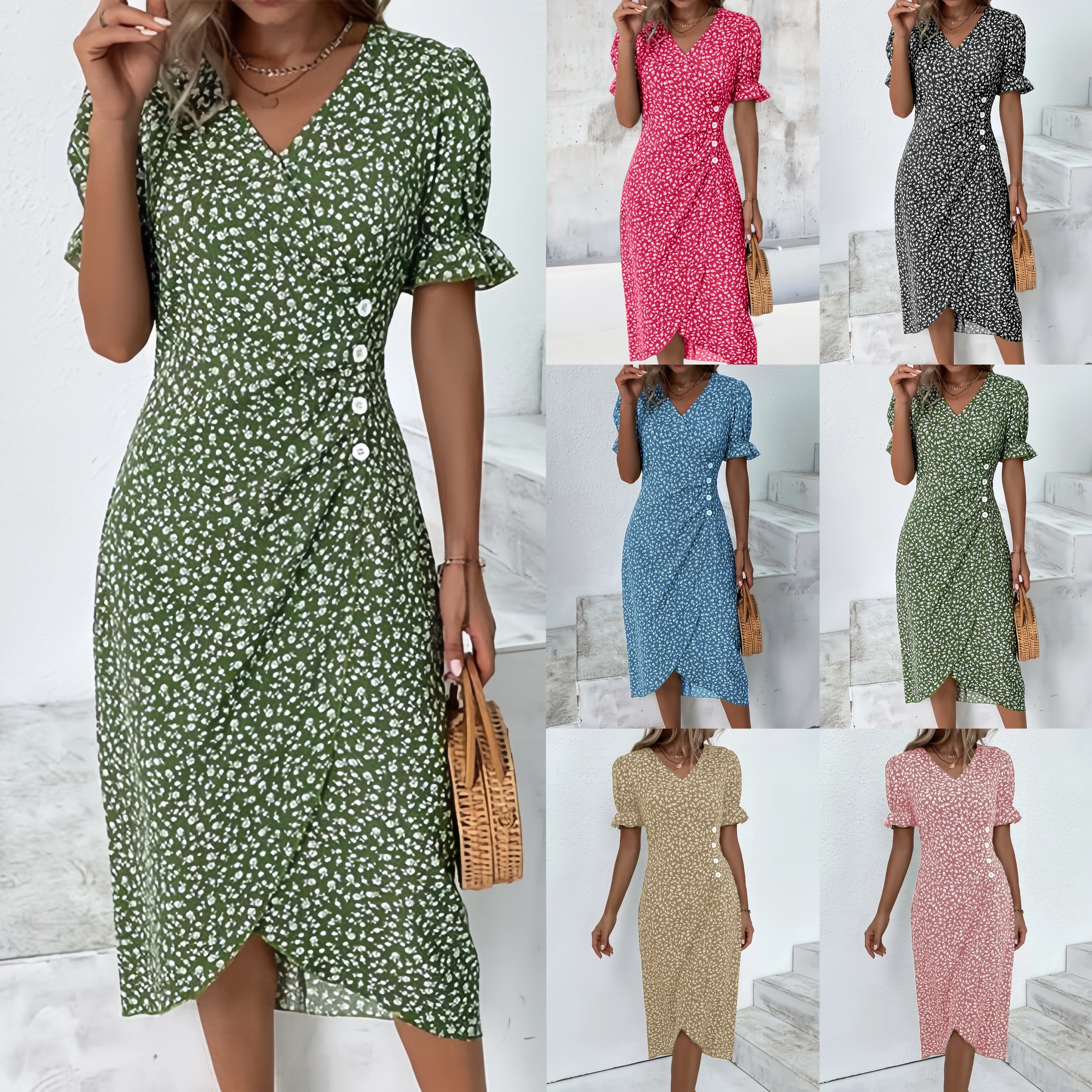 🌷Spring presale 49% OFF🍃Women casual dress wrap dress floral dress