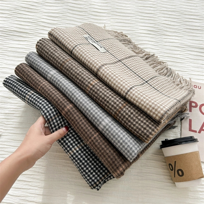 Women's Elegant Retro Plaid Imitation Cashmere Scarf