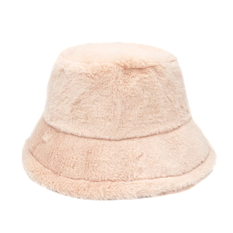 Autumn And Winter Hat Women's New Rabbit Velvet Fisherman Hat Solid Color Candy Color Warm Thick Plush Basin Hat Japanese Fashion