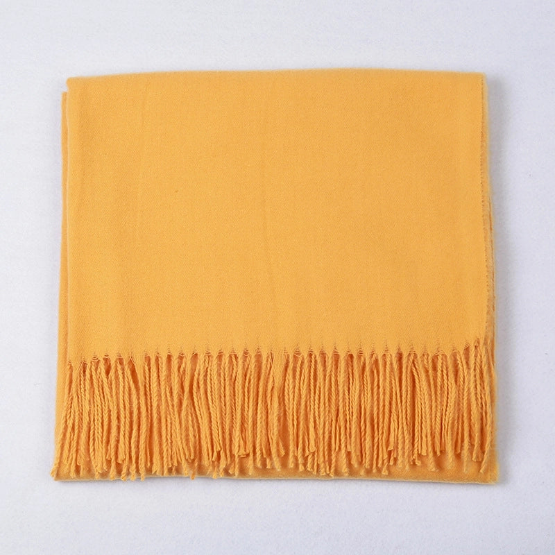 Cashmere Solid Color Scarf Women's Autumn And Winter 220g Explosions Barbed Hair Padded Travel Warm Tassel Shawl