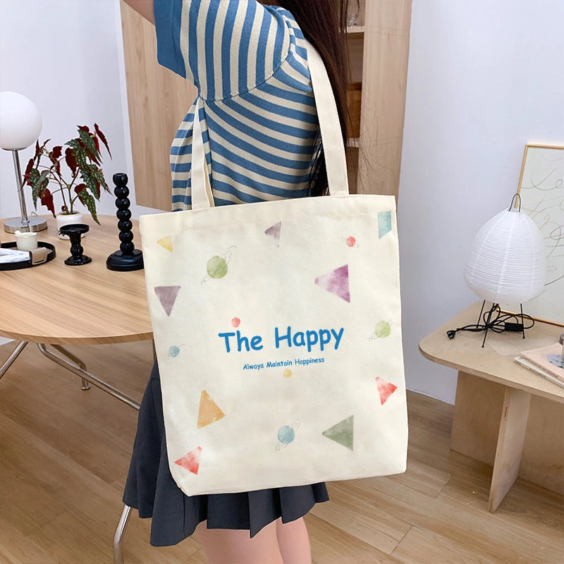 Women's Medium Canvas Cartoon Cute Square Zipper Shoulder Bag
