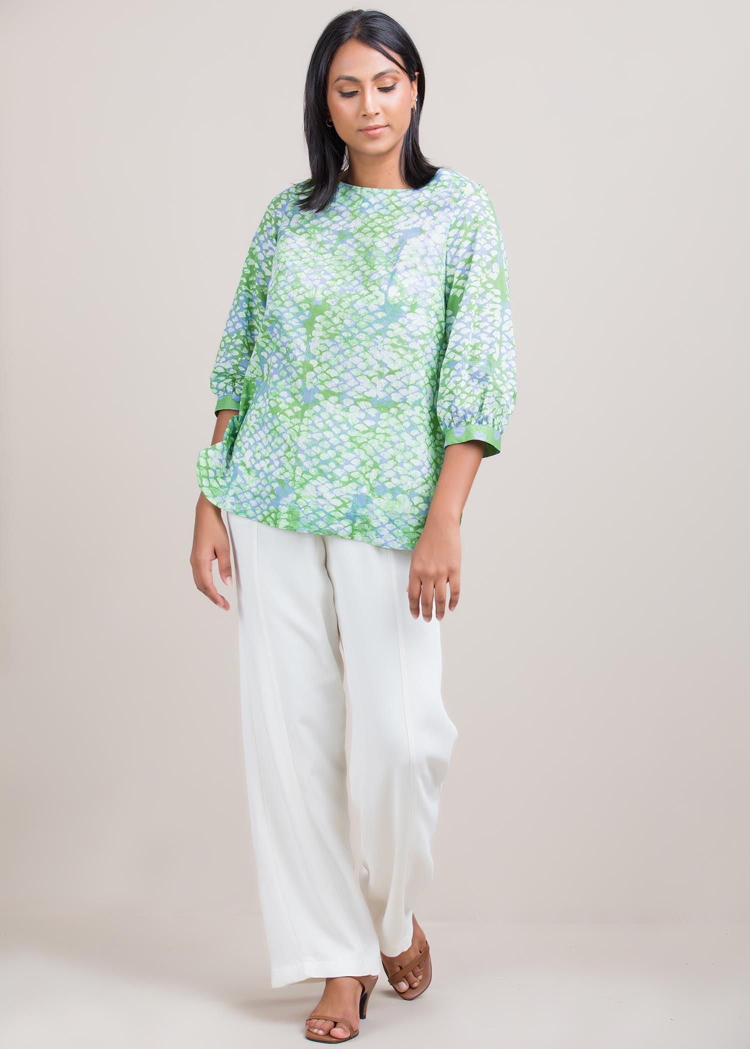 spots batik printed blouse