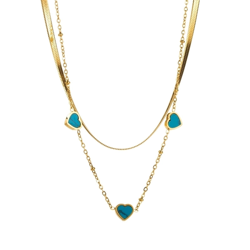 Modern Style Minimalist Solid Color 304 Stainless Steel Rhinestones Inlay Layered Necklaces