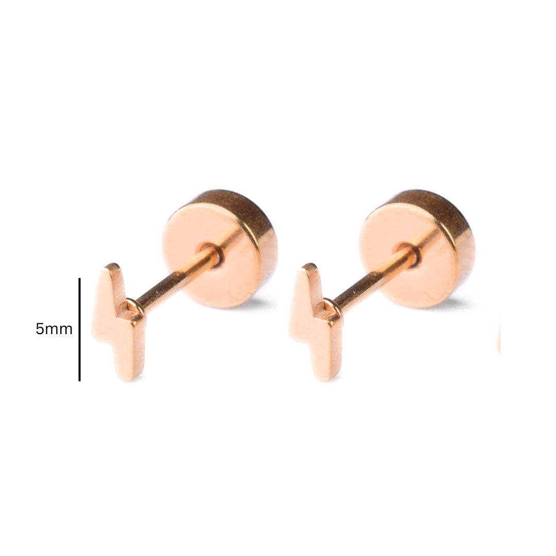 Tiny lightning  studs - Gold