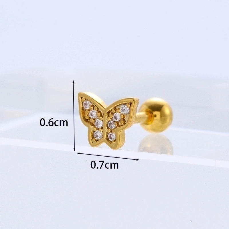 Ear Cartilage Rings & Studs Fashion Geometric Copper Plating Artificial Gemstones
