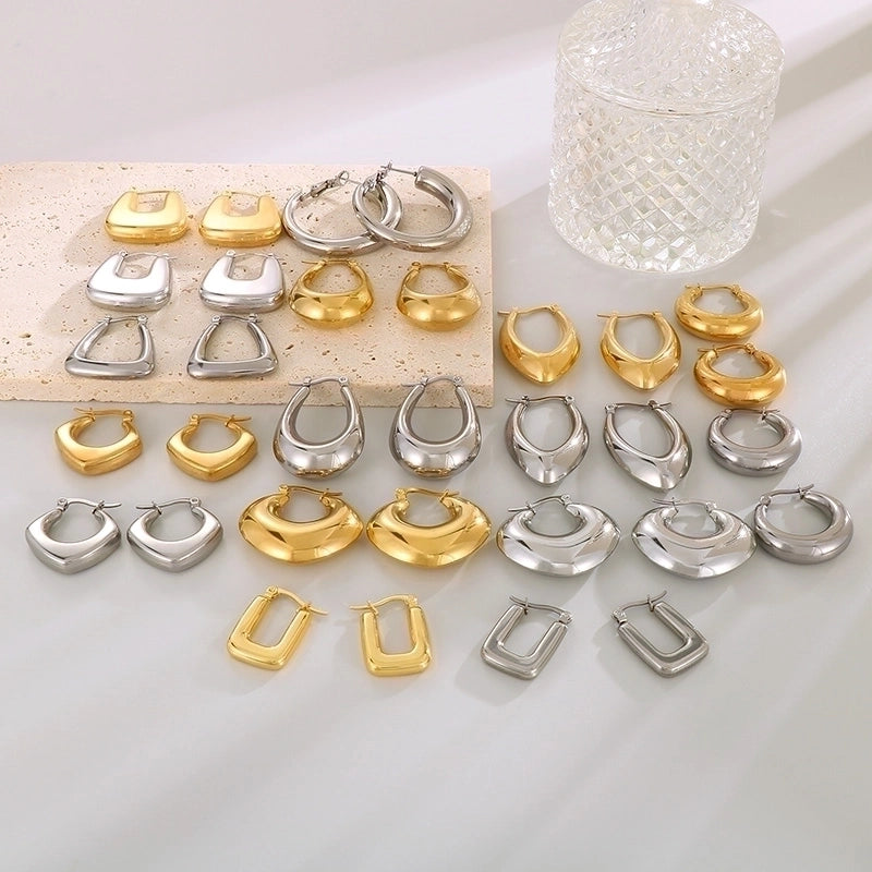 1 Pair Modern Style Minimalist Solid Color Plating Stainless Steel 18K Gold Plated Earrings
