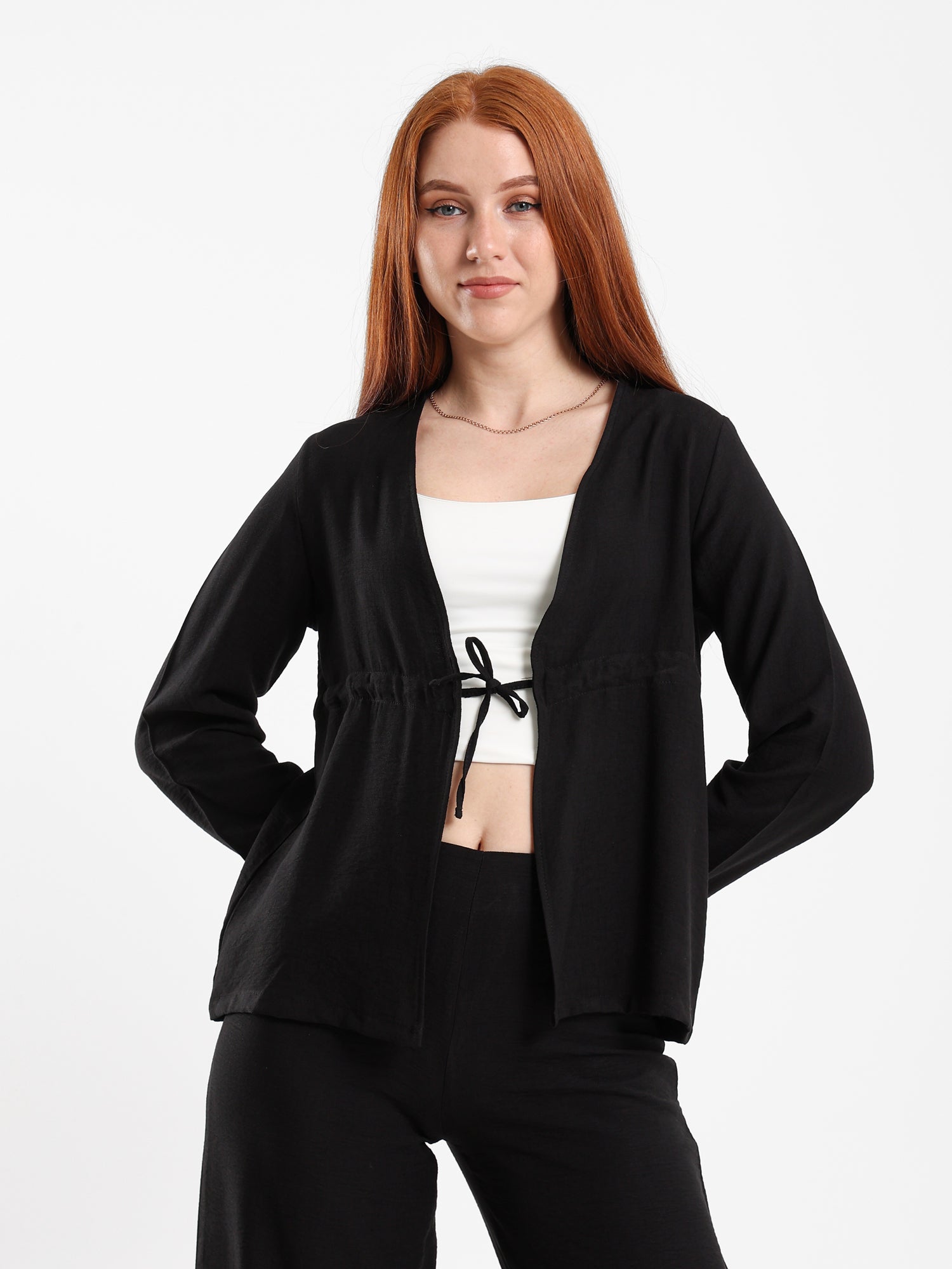 Drawstring Waist Cardigan