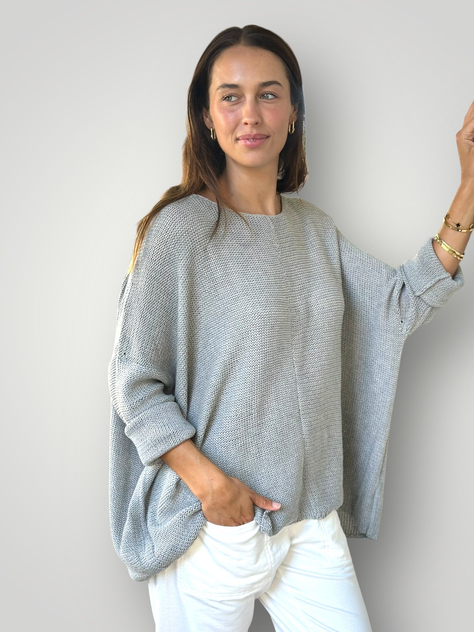 pebble  grey cotton knit