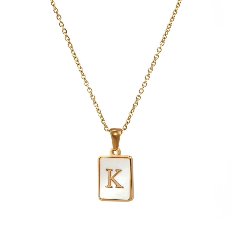 Fashion Letter 304 Stainless Steel Artificial Pearls 18K Gold Plated Letters Plating Metal Necklace