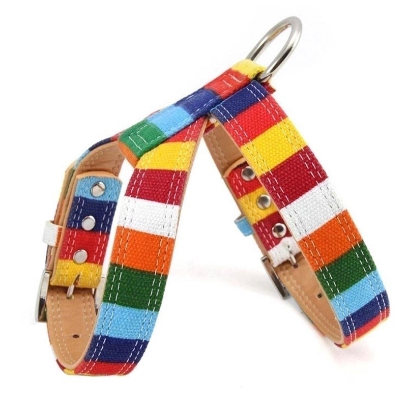 Cute Pu Leather Canvas Color Block Leash