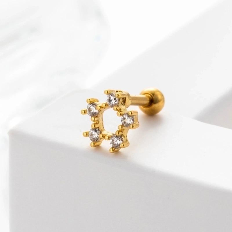 Ear Cartilage Rings & Studs Geometric 316L Stainless Steel  Copper Inlaid Zircon