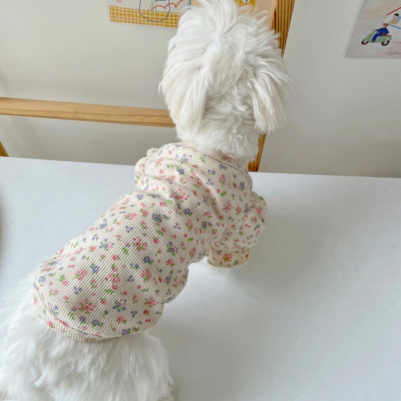 Puffy Sleeves Flower Dog Cat Clothes