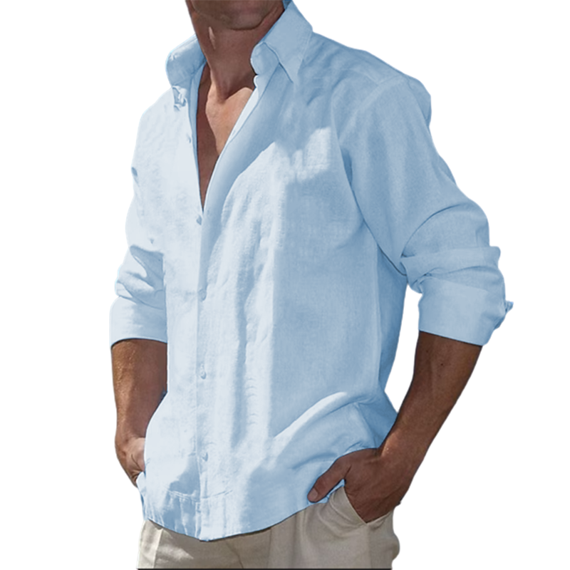 9-Pack  2023 Men's  Cotton Linen Casual Long Sleeve Shirt