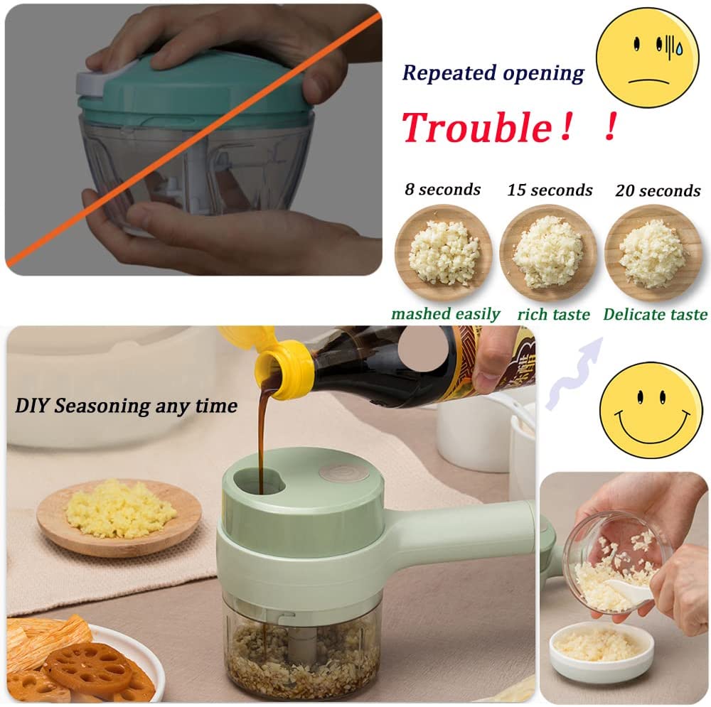 4 In 1 Handheld Rechargeable Vegetable Cutter Chopper