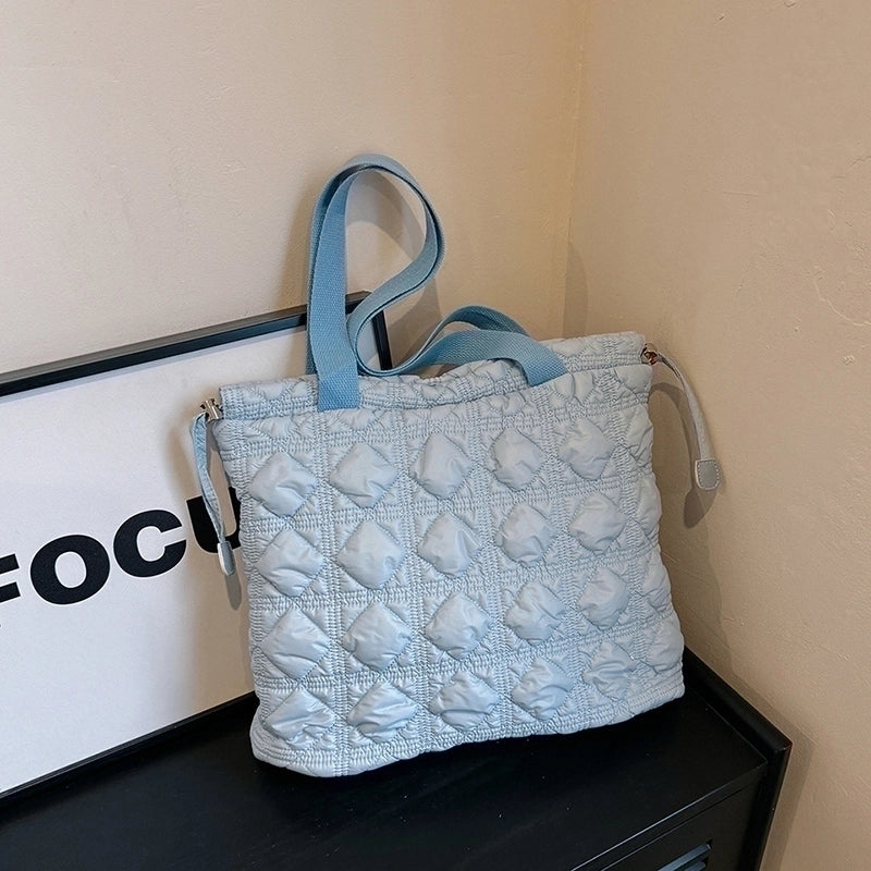 Women's Cotton Solid Color Classic Style String Shoulder Bag