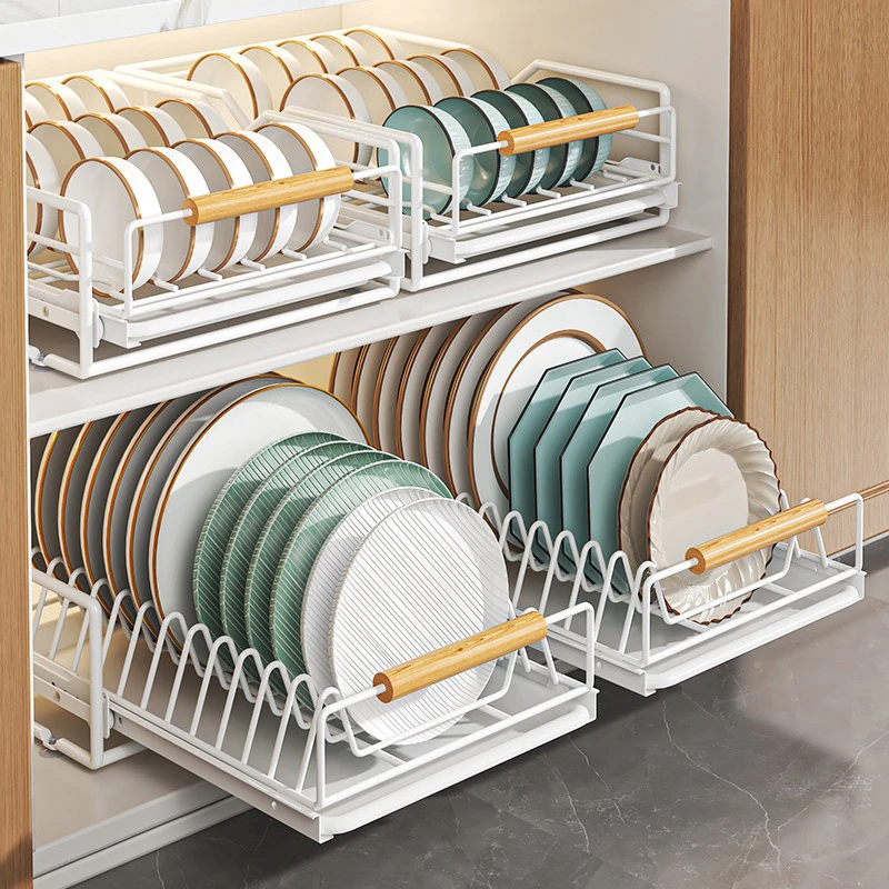 New Durable Stackable Drainboard Shelf Sliding Storage Cabinet Pull Out Kitchen Organizer Dish Rack