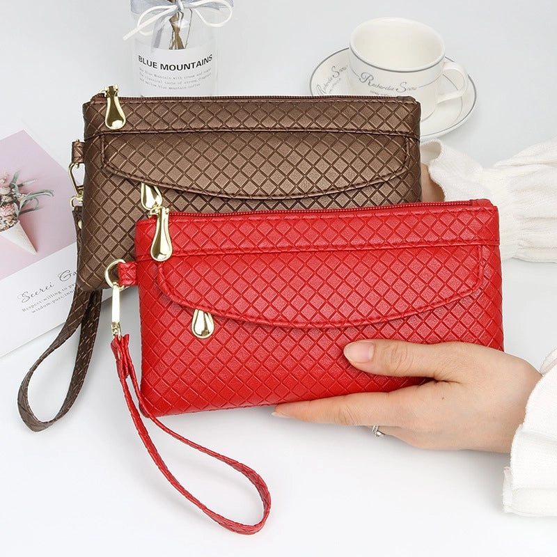 Women's Pu Leather Solid Color Elegant Square Zipper Long Wallets