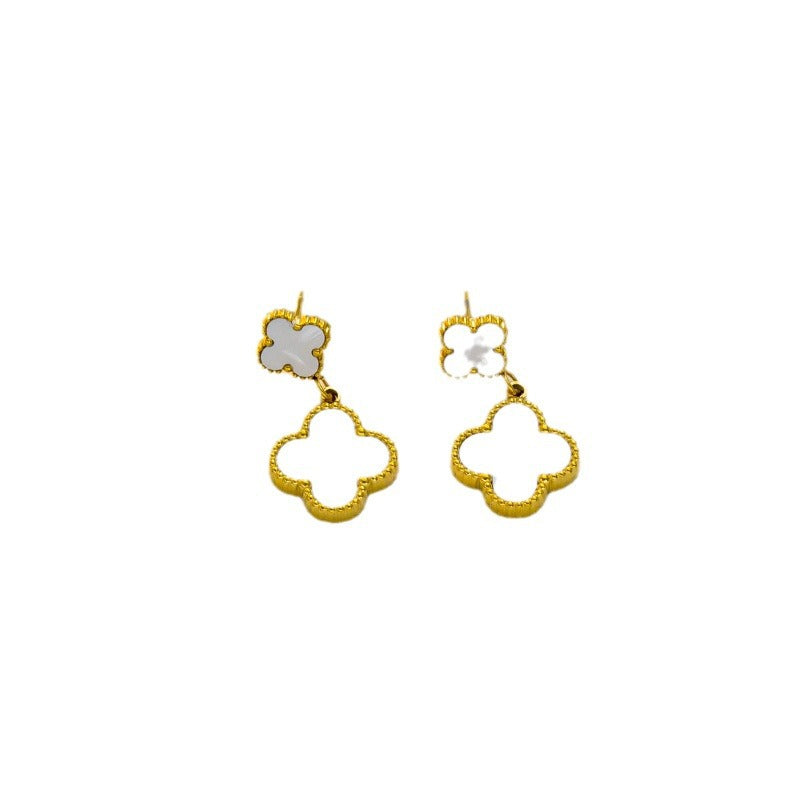 Moderate Luxury Quadrilateral Geometric Stainless Steel 18K Gold Plated Earrings