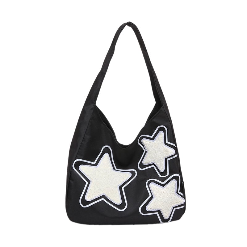 Women's Cloth Color Block Star Cute Streetwear Square Zipper Shoulder Bag