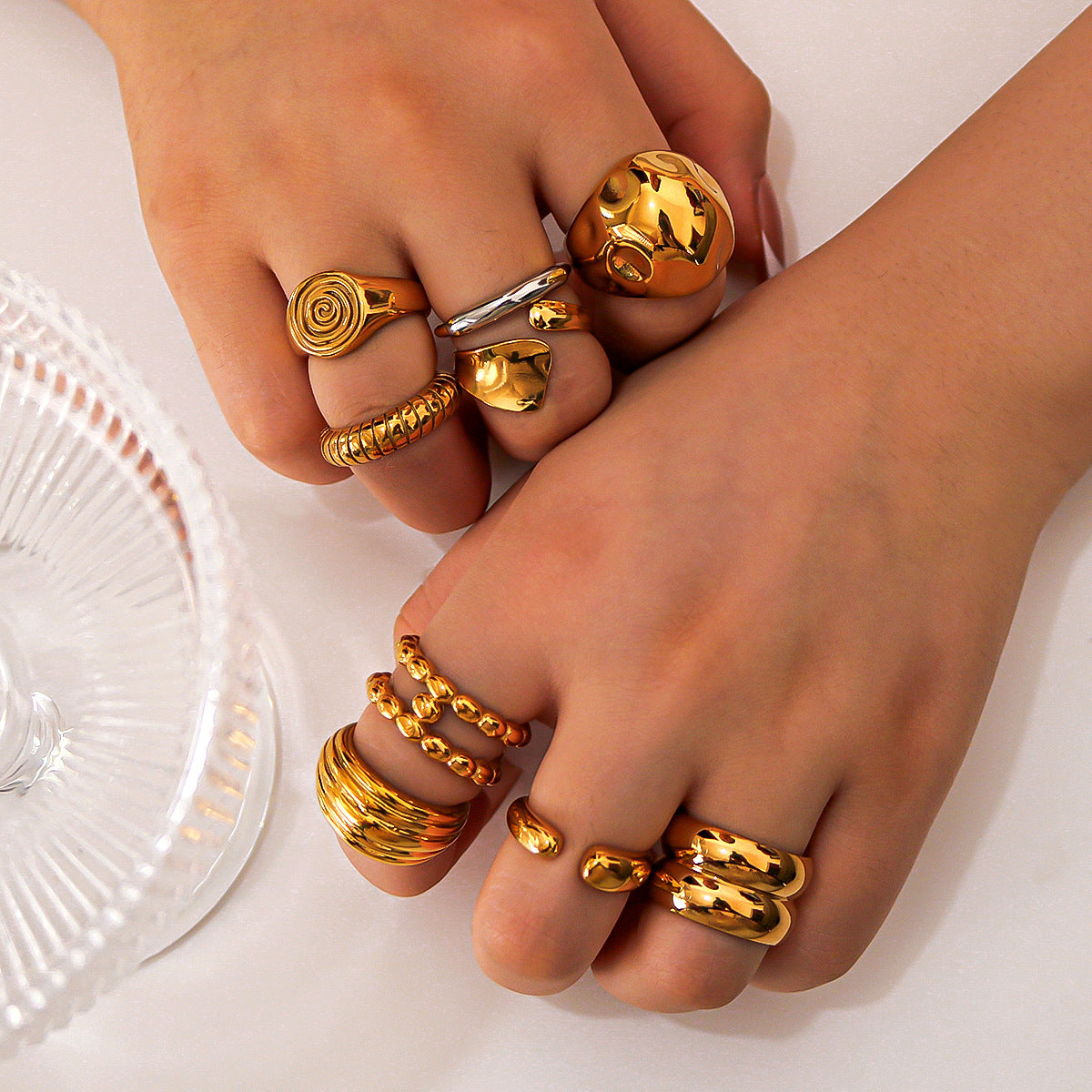 Personalized Special-Shaped Oversized Exaggerated Irregular Stainless Steel Ring With Asymmetric Fingerprints