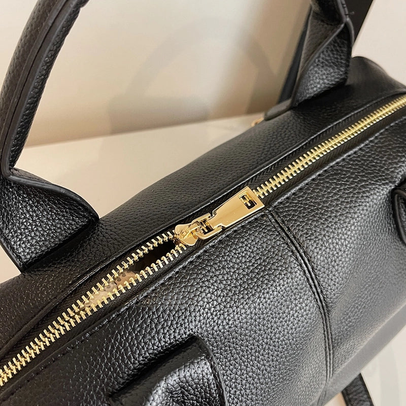 Women's Pu Leather Solid Color Classic Style Pillow Shape Zipper Shoulder Bag