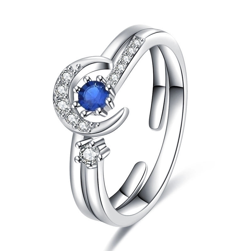 Minimalist Solid Color Copper Plating Inlay Artificial Diamond Rings 1 Piece