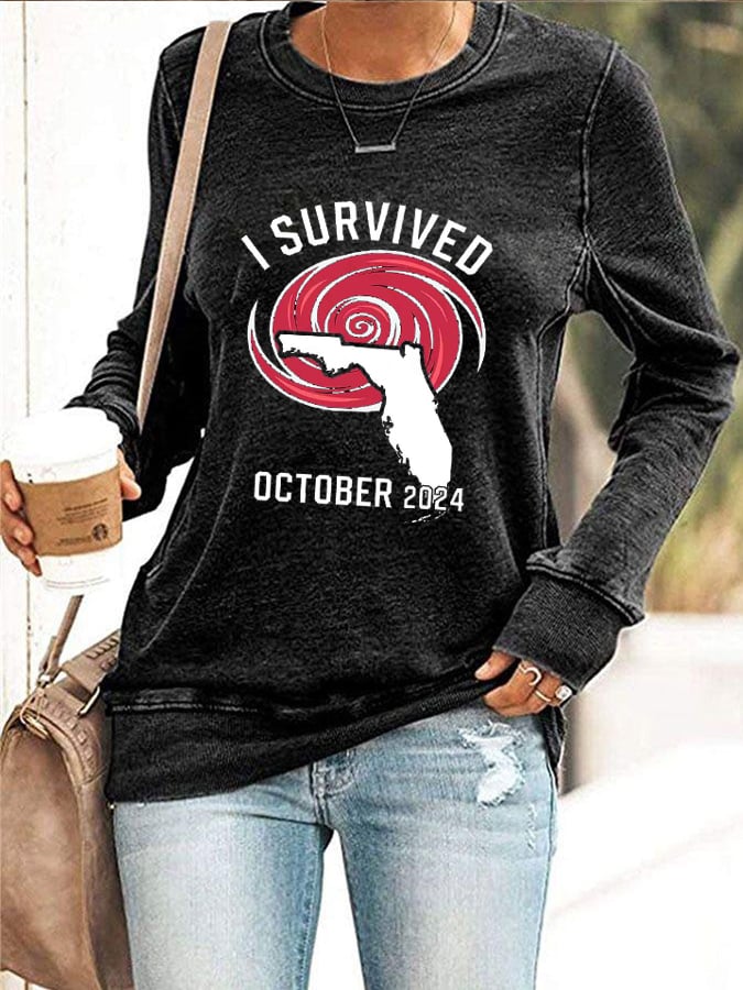 Women's I Survived OCTOBER 2024 Print Sweatshirt