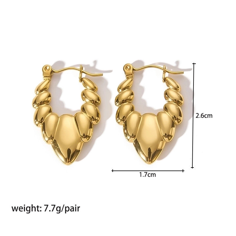 1 Pair Modern Style Round Heart Shape 304 Stainless Steel 18K Gold Plated Hoop Earrings