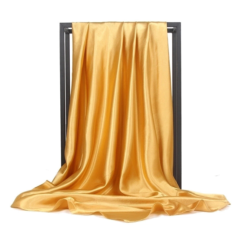 Women's Elegant Classic Style Solid Color Satin Silk Scarf
