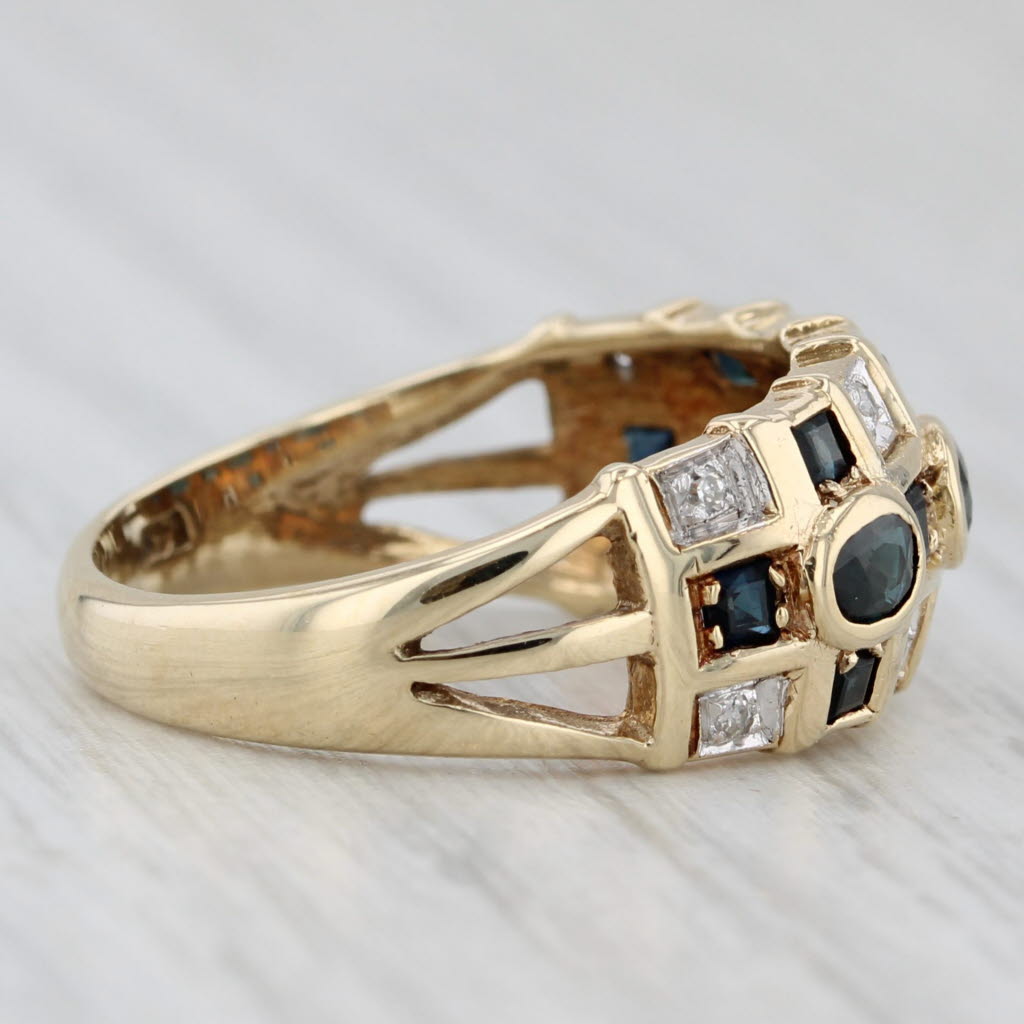 0.66ctw Blue Sapphire Diamond Ring 14k Yellow Gold Size 7.25