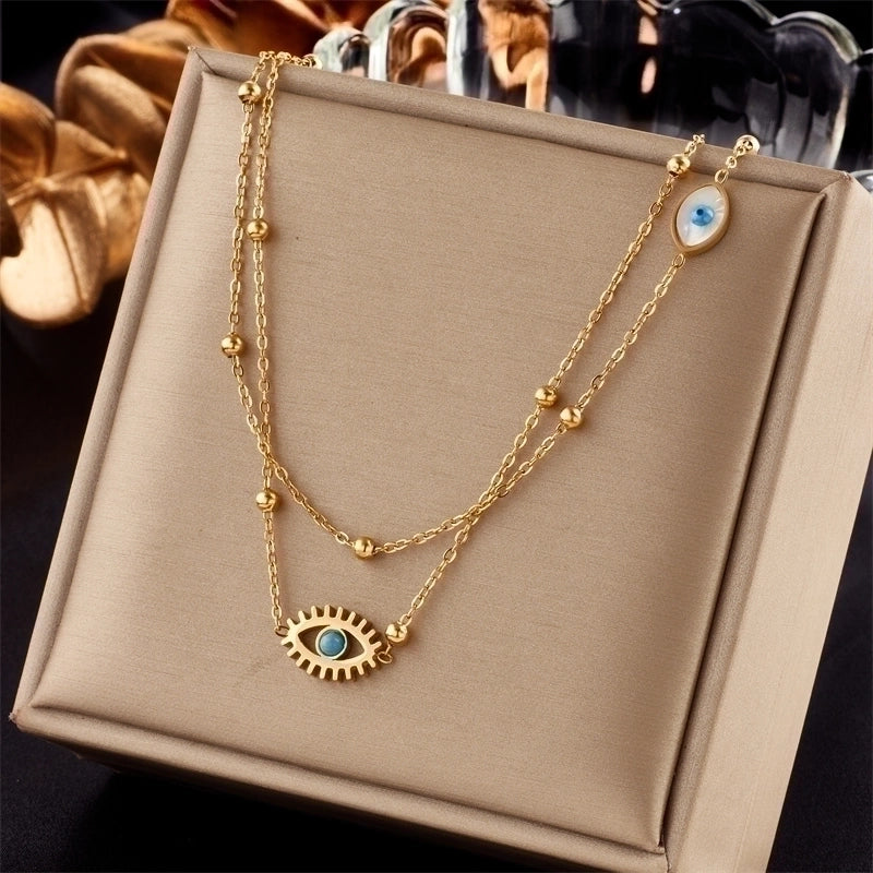 Fashion Devil'S Eye 304 Stainless Steel 18K Gold Plated Plating Stainless Steel Necklaces