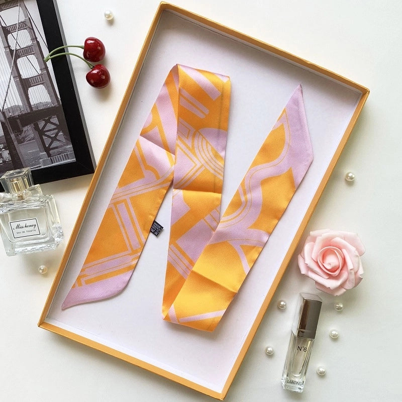 Women's Minimalist Flower Satin Printing Silk Scarf