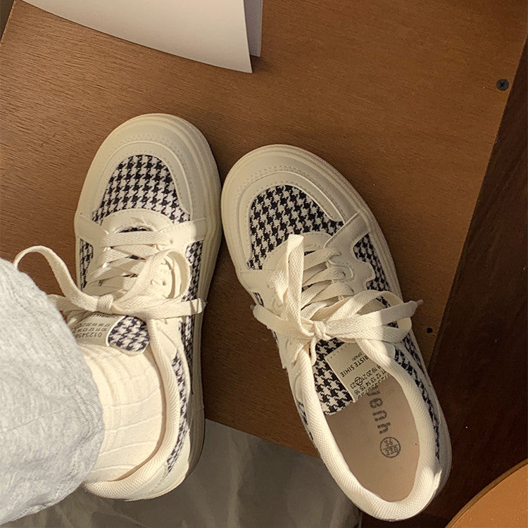 Pink Plaid canvas shoes  KF83552