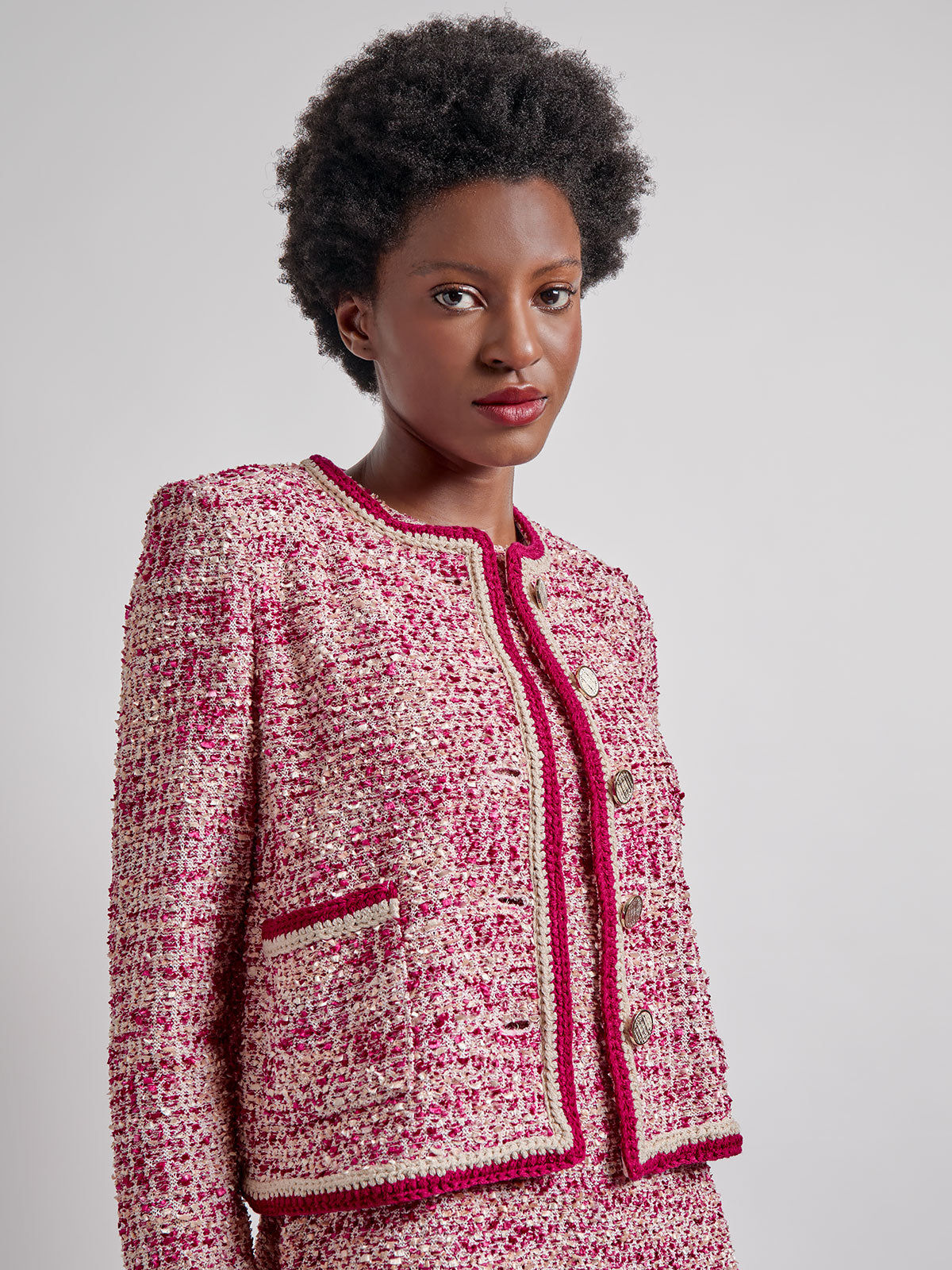 Heritage Boucle Crochet Trim Knit Jacket - Vanity Fit
