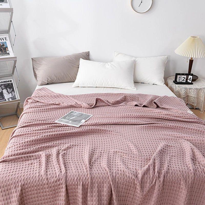 Adult Waffle Pure Cotton Towel Quilt Cotton Gauze Cover Blanket Lunch Break Towel Blanket Summer Cool Quilt Gauze Quilt Towel Quilt
