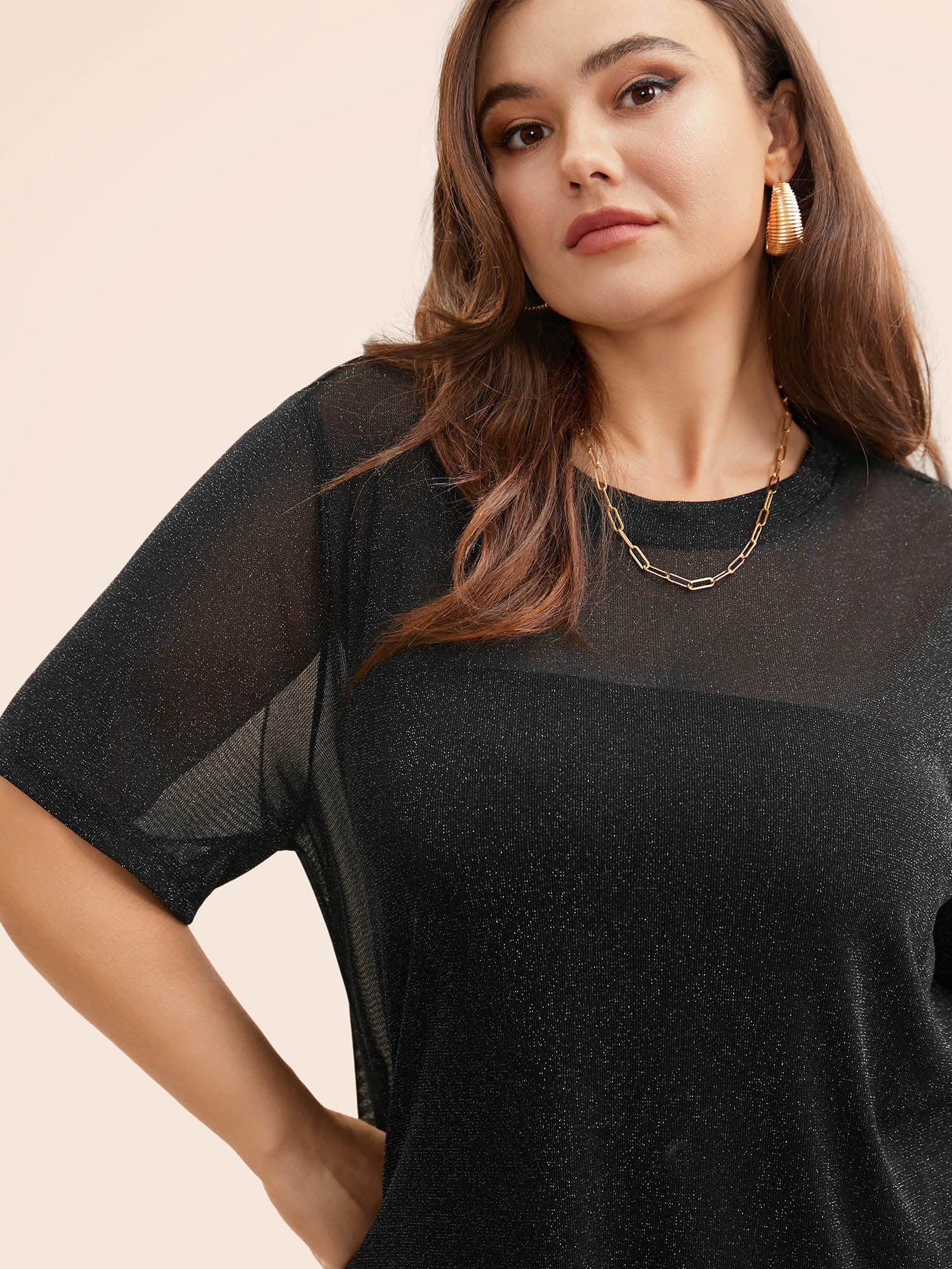 Round Neck Luxe Mesh T-shirt